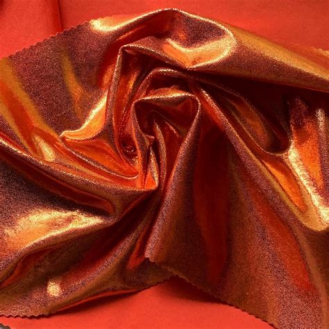 Orange Metallic Spandex Fabric • Metallic Sheen